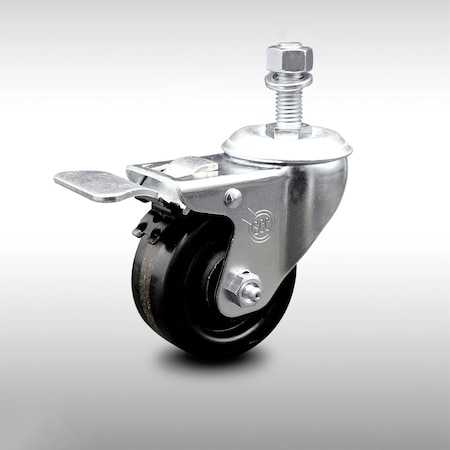 Service Caster 3.5 Inch SS Phenolic Wheel 1/2 Inch Threaded Stem Caster with Total Lock Brake SCC SCC-SSTSTTL20S3514-PHS-121315